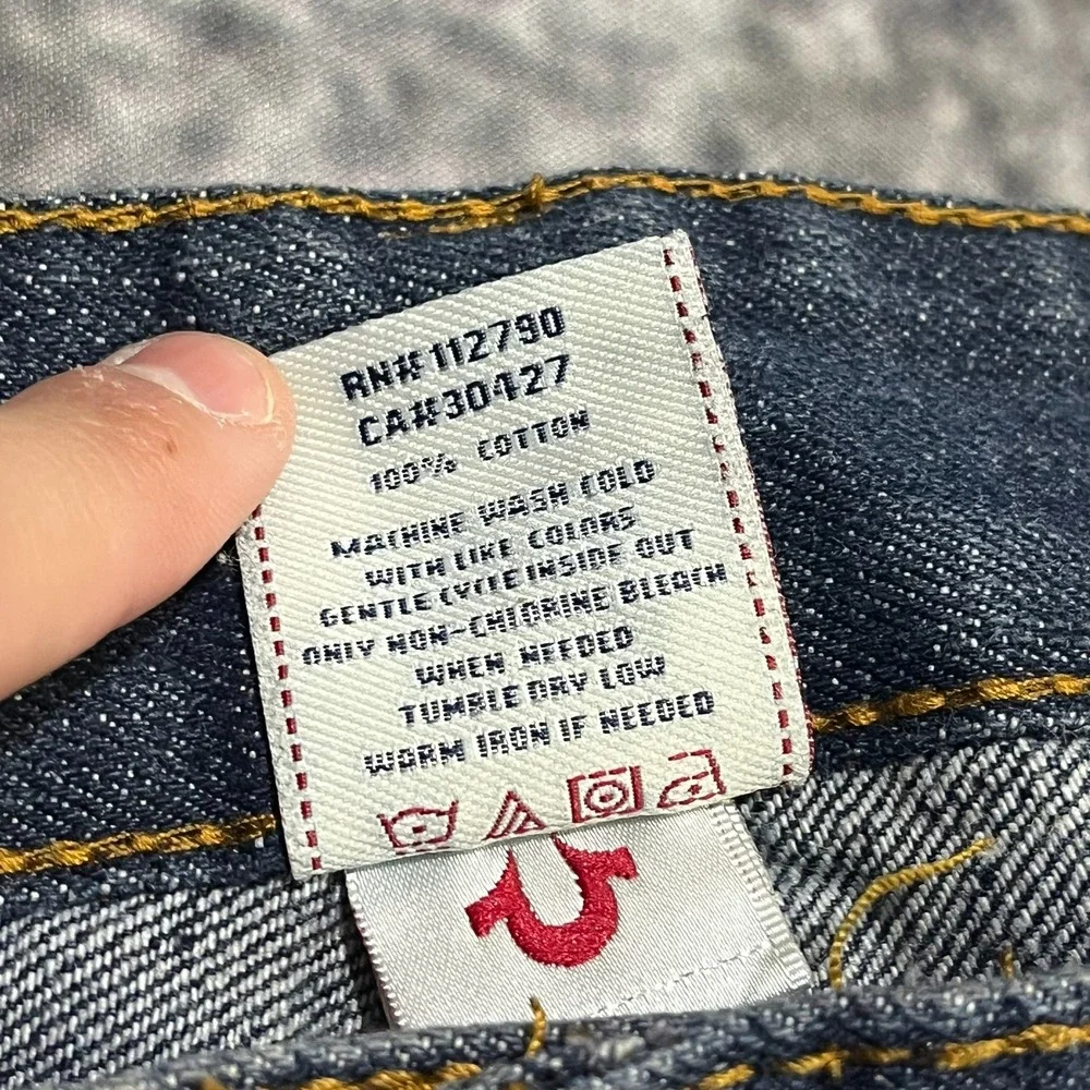 True Religion Billy Jeans Mens 36x32 Blue Denim Y2K‎ Bootcut Baggy Hip-Hop